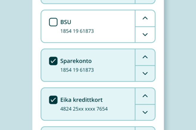 Illustrasjon av kontolista i mobilbanken