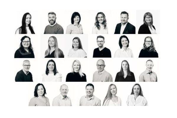 Fotomontasje av ansatte i Ørskog Sparebank